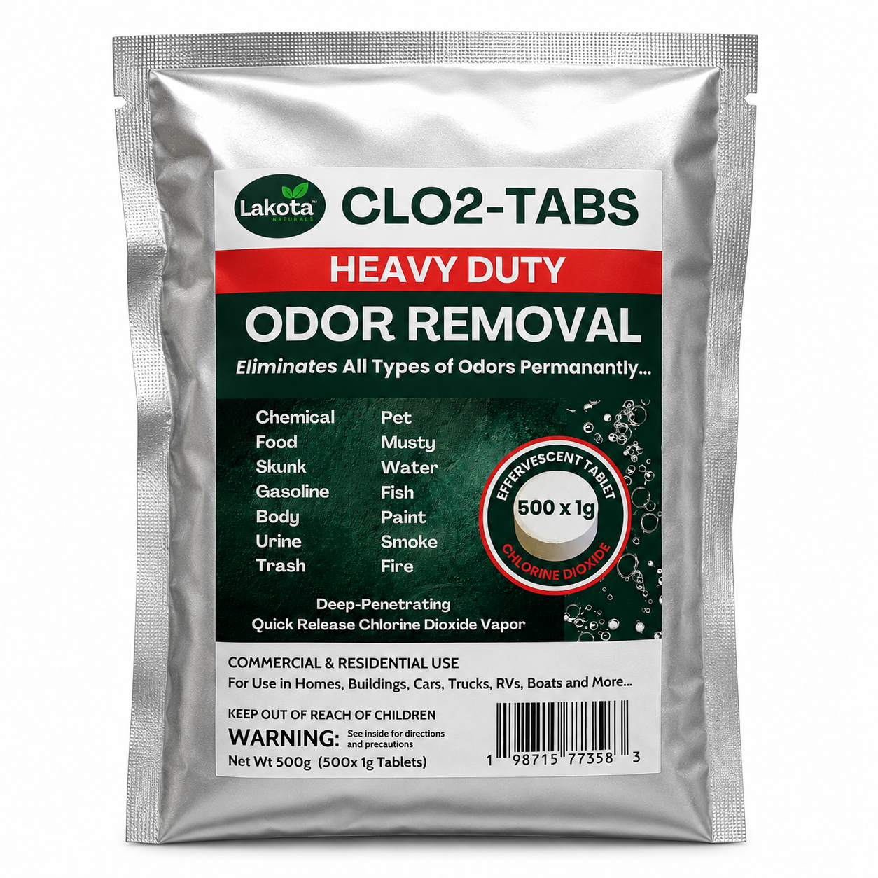 CHLORINE DIOXIDE HEAVY DUTY ODOR REMOVAL TABLETS