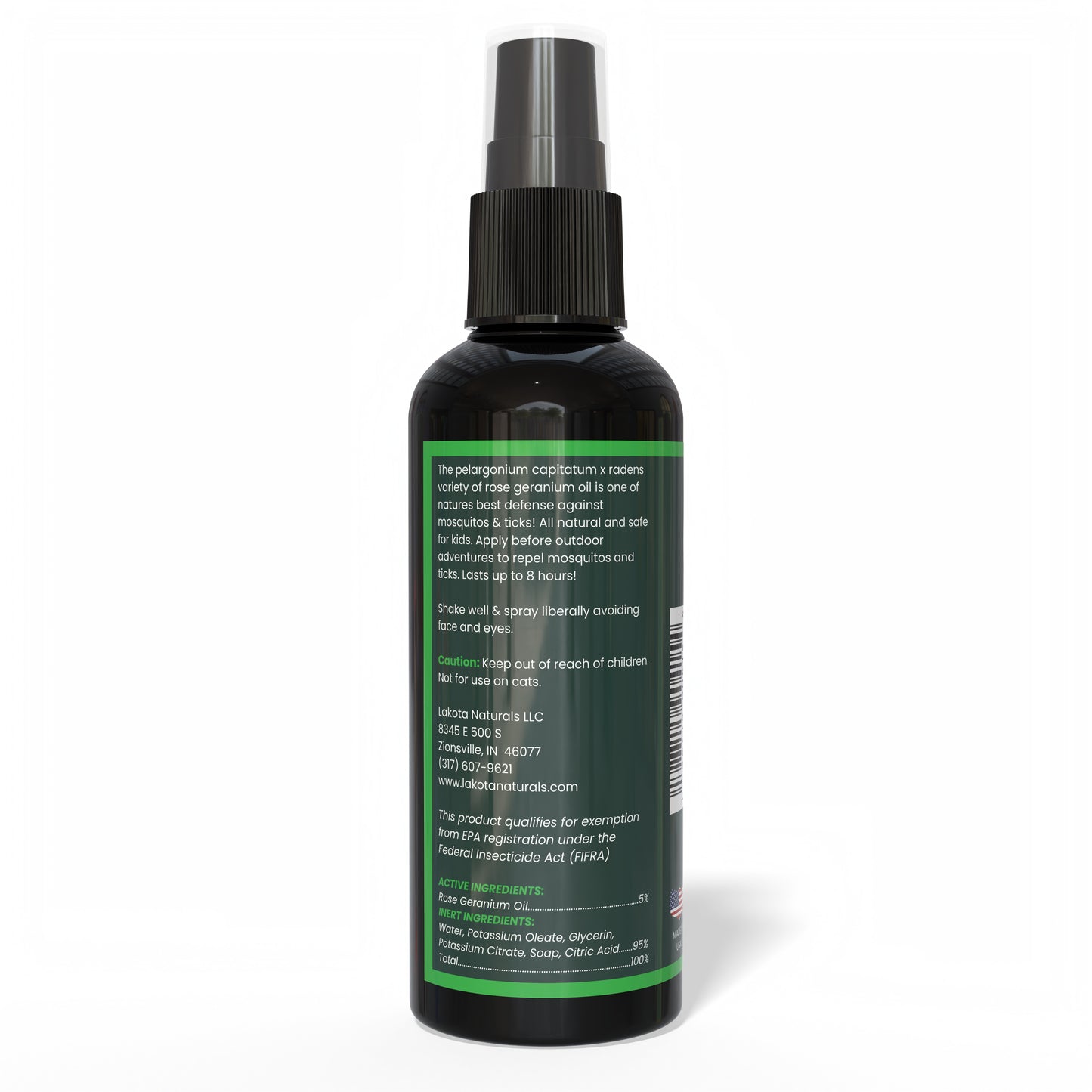 MOSQUITO & TICK REPELLENT SPRAY - ROSE GERANIUM OIL - 4 OZ