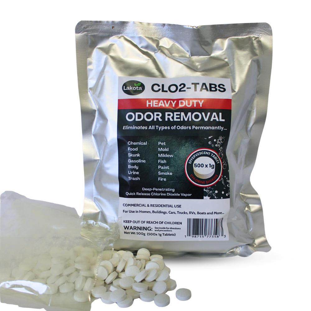 HEAVY DUTY ODOR REMOVAL CHLORINE DIOXIDE TABLETS - 500 x 1G (1.1 LB)