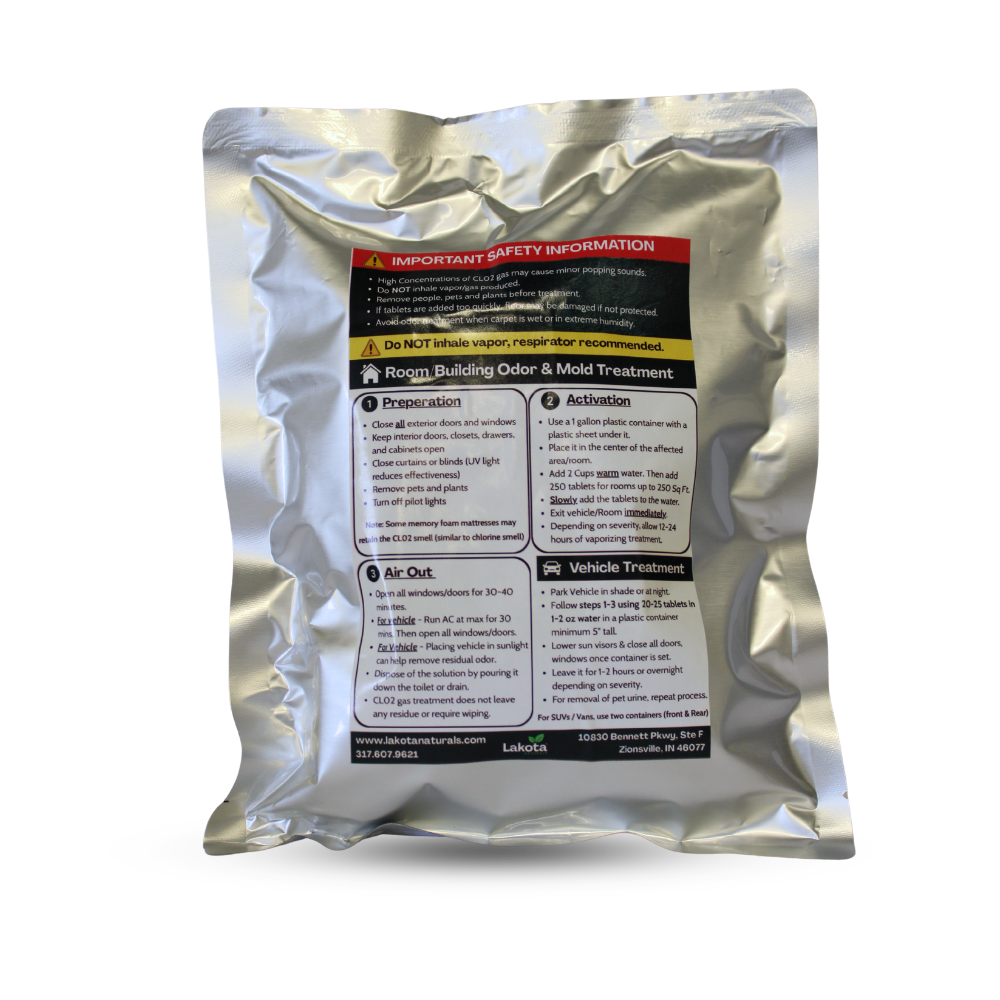 HEAVY DUTY ODOR REMOVAL CHLORINE DIOXIDE TABLETS - 500 x 1G (1.1 LB)