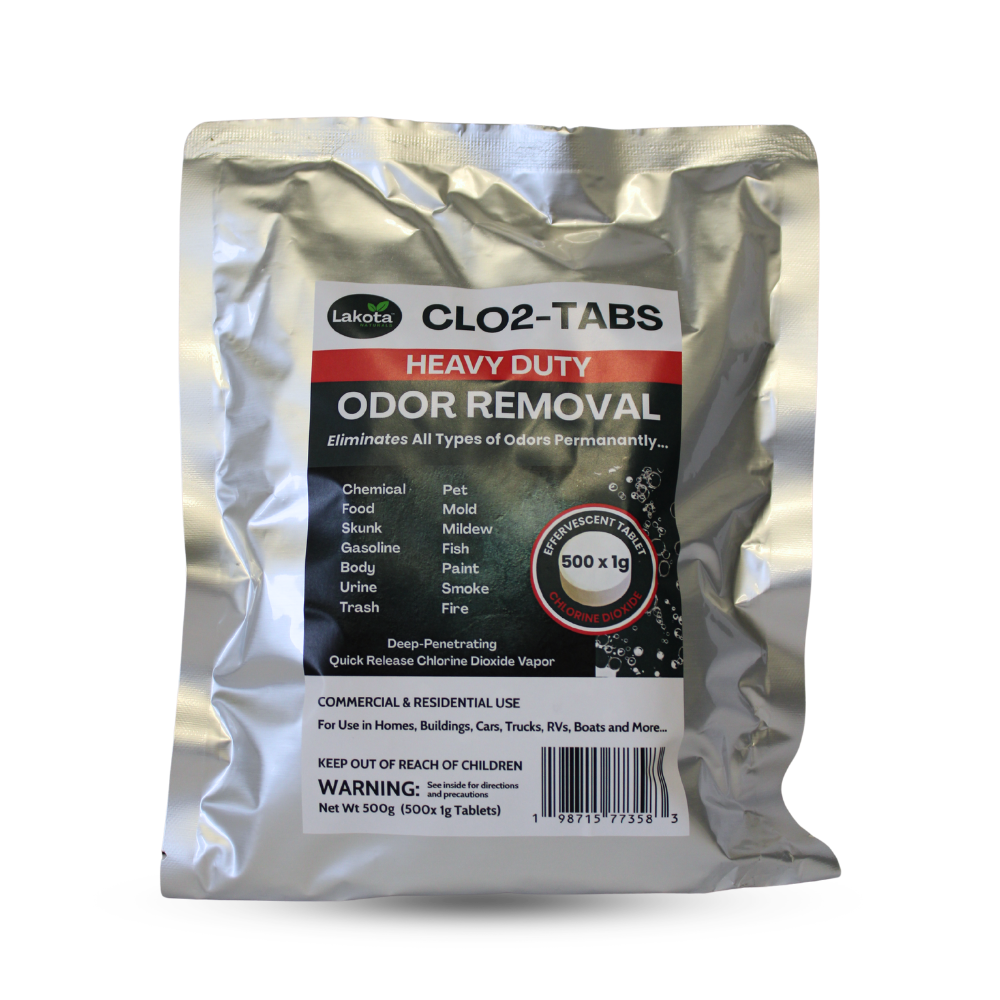 HEAVY DUTY ODOR REMOVAL CHLORINE DIOXIDE TABLETS - 500 x 1G (1.1 LB)