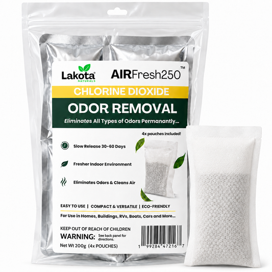 AIRFRESH250 - SLOW RELEASE CHLORINE DIOXIDE AIR PURIFING POUCH - 4 POUCHES