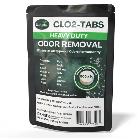 HEAVY DUTY ODOR REMOVAL CHLORINE DIOXIDE TABLETS - 500 x 1G (1.1 LB)