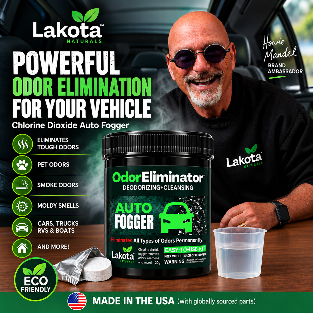 CHLORINE DIOXIDE ODOR ELIMINATOR FOGGER KIT FOR VEHICLES