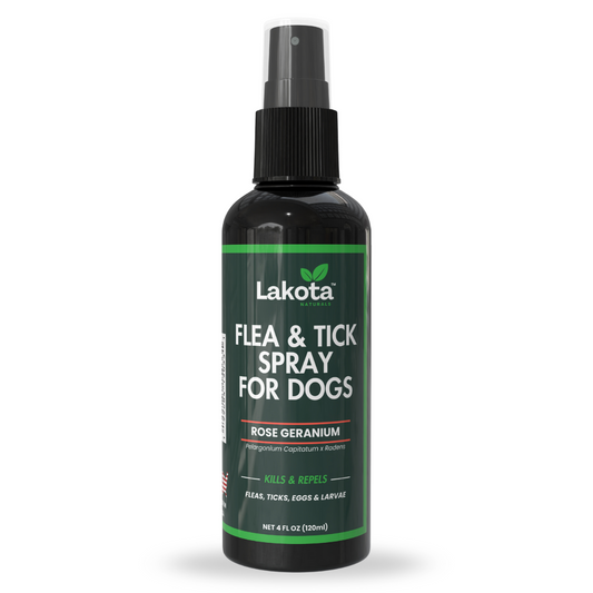 FLEA & TICK SPRAY FOR DOGS, ROSE GERANIUM - 4 OZ