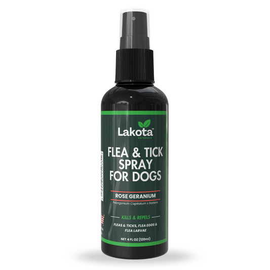 FLEA & TICK SPRAY FOR DOGS, ROSE GERANIUM - 4 OZ
